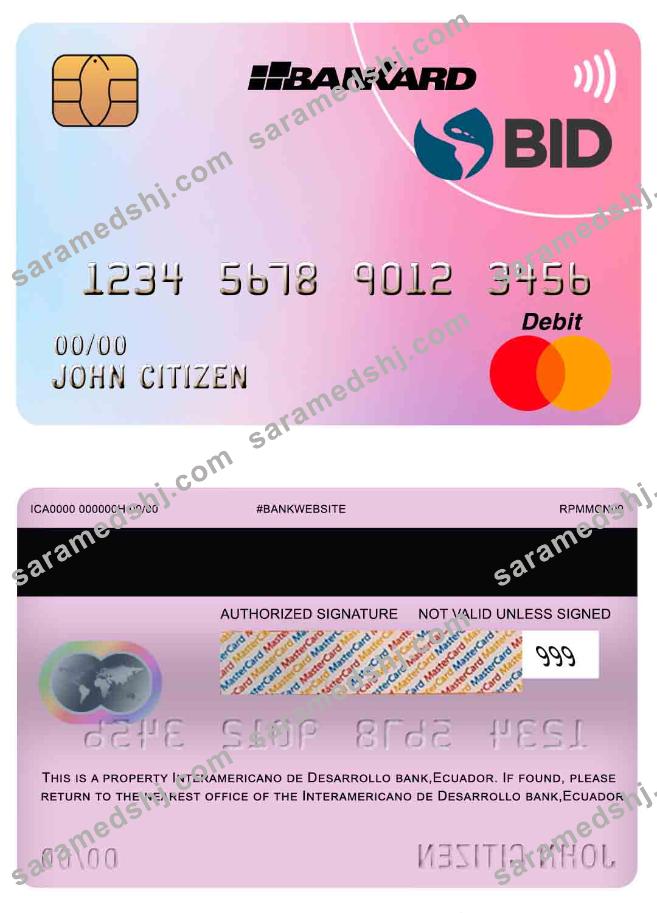Ecuador Interamericano de Desarrollo (BID) bank mastercard